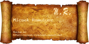 Micsek Romulusz névjegykártya